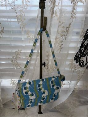 Made in India blueberry beaded shoulder bag